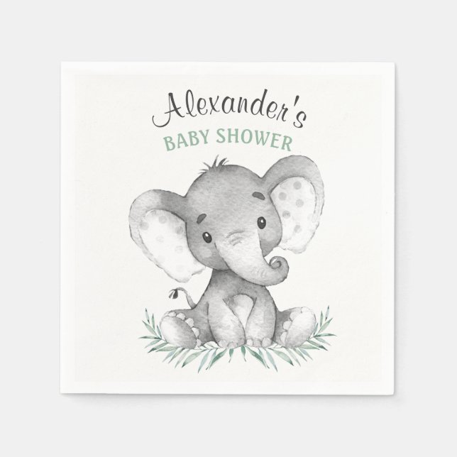 Wasserfarbenlephant Babydusche Serviette (Vorderseite)