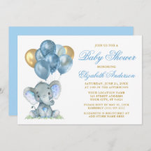 Wasserfarbenlephant Balloons Dusche Blue Gold