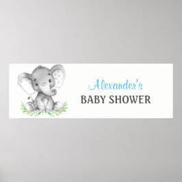 Wasserfarbenlephant Boy Baby Showbanner Poster