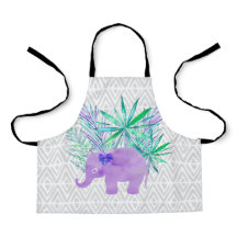 Wasserfarbenlephant-Dschungel Tropische Blätter