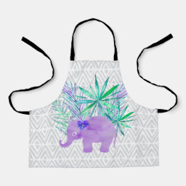 Wasserfarbenlephant-Dschungel Tropische Blätter Schürze