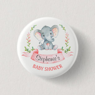 Wasserfarbenlephant Girl Babydusche Button
