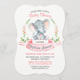 Wasserfarbenlephant Girl Babydusche Einladung