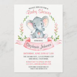 Wasserfarbenlephant Girl Babydusche Einladung