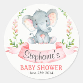 Wasserfarbenlephant Girl Babydusche Runder Aufkleber