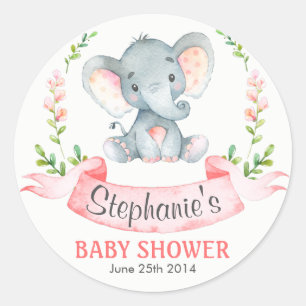 Wasserfarbenlephant Girl Babydusche Runder Aufkleber