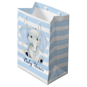 Wasserfarbenlephon mit Blauer Streifen Babydusche Mittlere Geschenktüte