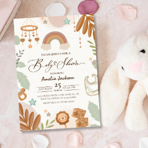 Wasserfarbenleuchte Boho Gender Neutral Baby Dusch Einladung