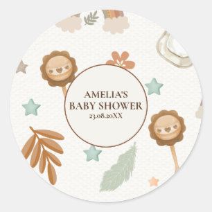 Wasserfarbenleuchte Boho Gender Neutral Baby Dusch Runder Aufkleber