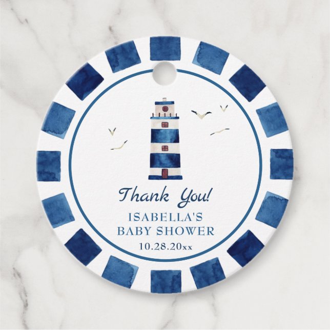 Wasserfarbenleuchte Leuchtturm Kinderdusche Geschenkanhänger (Vorderseite)