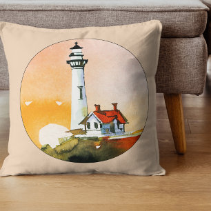 Wasserfarbenleuchte Leuchtturm Vignette Throw Kiss Kissen