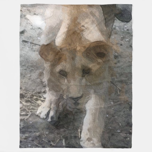 Wasserfarbenlioness Fleecedecke (Vorderseite)
