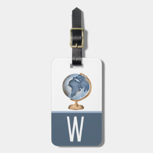 Wasserfarbenlobe, blau, weiß, braun, Anfangsbuchst Gepäckanhänger