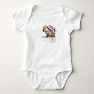 Wasserfarbenlope Bunny Rabbit mit Blume Baby Strampler