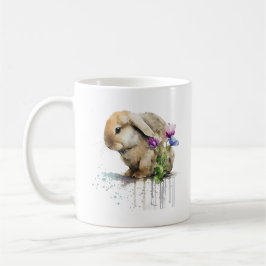 Wasserfarbenlope Bunny Rabbit mit Blume Kaffeetasse