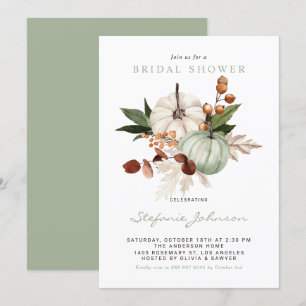 Wasserfarbenmagen Grüne Pumpkins Fall Brautparty Einladung