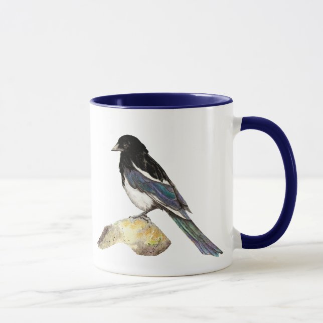Wasserfarbenmagpie, Vogel, Natur, Wildnis, Garten Tasse (Rechts)