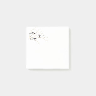 Wasserfarbenmagpie-Vogelfamilie Chat in Bäumen Post-it Klebezettel