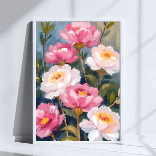 Wasserfarbenmalerei Blumenstrauß rosa Pfingstrosen Poster