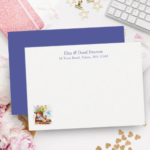 WasserfarbenMaus mit Wildblume-Boot Mitteilungskarte