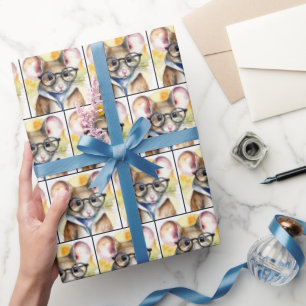 Wasserfarbenmäuse mit Brille Geschenkpapier