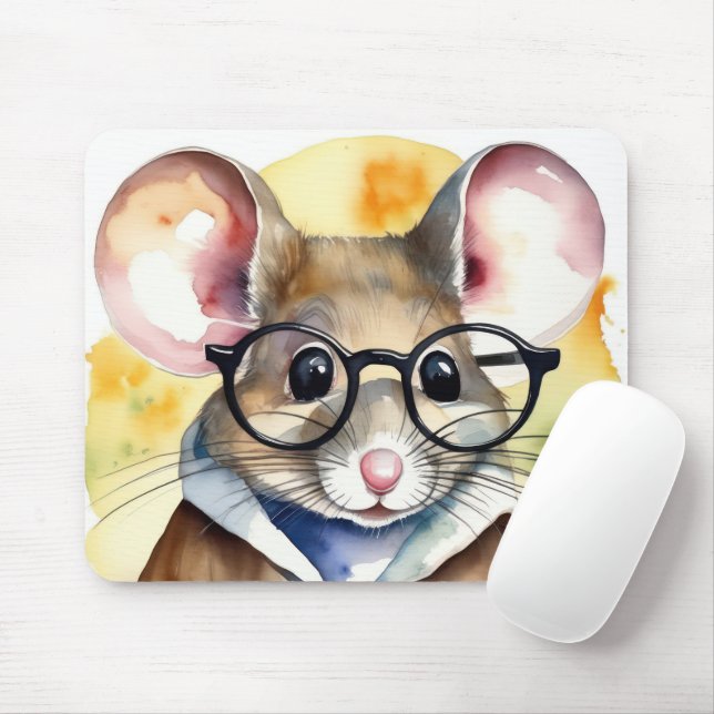 Wasserfarbenmäuse mit Brille Mousepad (Mit Mouse)