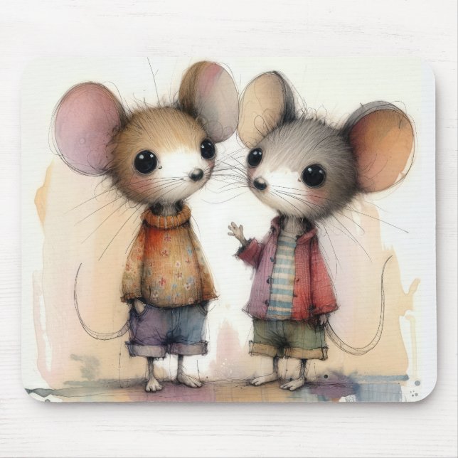 Wasserfarbenmäuse Mousepad (Vorne)