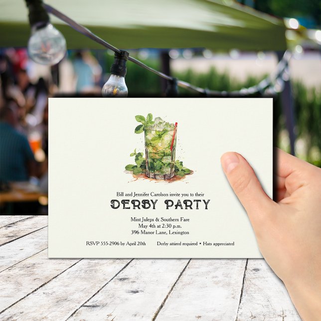 Wasserfarbenminze Julep Derby Einladung (Mint Julep Derby Party Invitations)