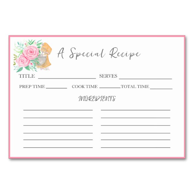 Wasserfarbenmischung mit Rose Rezeptwechsel Tischnummer (Vorderseite)