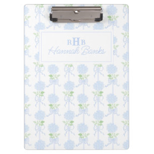 Wasserfarbenmonogramm-Hydrangea-Bows Klemmbrett