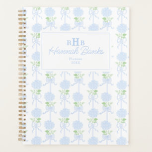 Wasserfarbenmonogramm-Hydrangea-Bows Planer