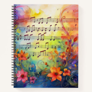 WASSERFARBENMUSIK MIT FARBEN BLUME NOTIZBUCH