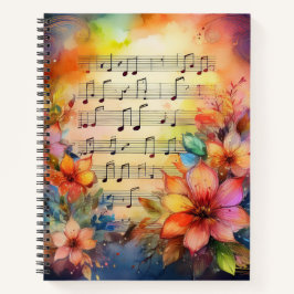 WASSERFARBENMUSIK MIT FARBEN BLUME NOTIZBUCH