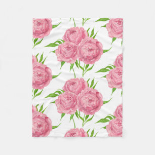 Wasserfarbenmuster aus Peony-Bouquet Fleecedecke