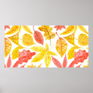 Wasserfarbenmuster aus verschiedenen bunten Herbst Poster
