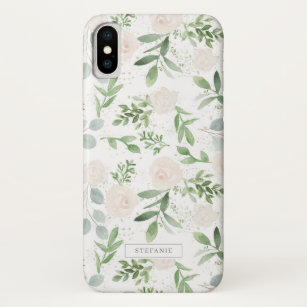 Wasserfarbenmuster für Grünflächen und weiße Blume Case-Mate iPhone Hülle