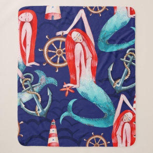Wasserfarbenmuster Meer Sherpadecke