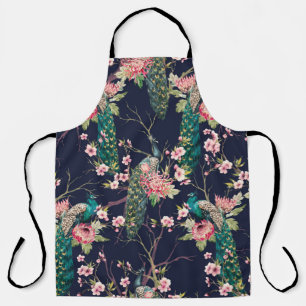 Wasserfarbenmuster Pfau auf einer Baumkirsche,Blum Schürze