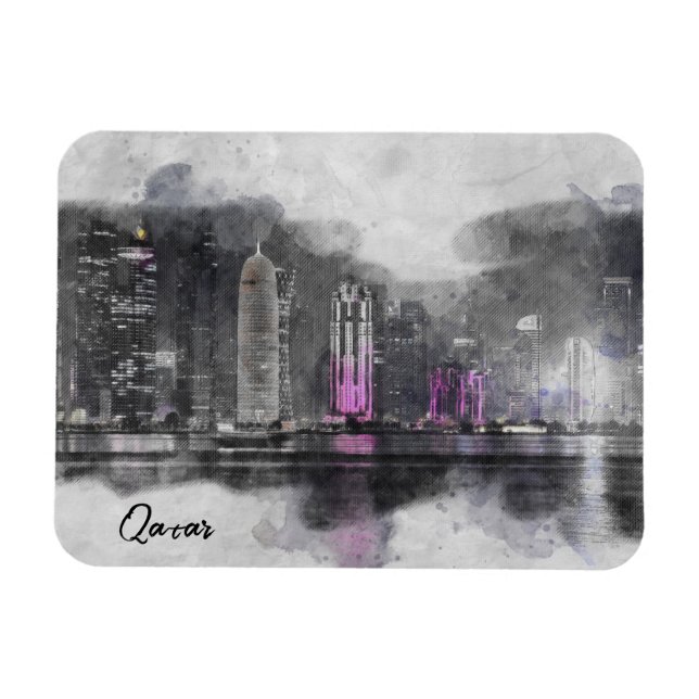 Wasserfarbennacht Katar Magnet (Horizontal)