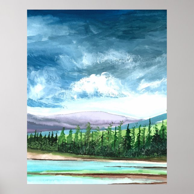 WasserfarbenNatur-Poster Poster (Vorne)