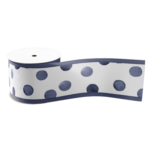 Wasserfarbennavy runcles polka Punkt Hand gezogen, Ripsband (Spule)