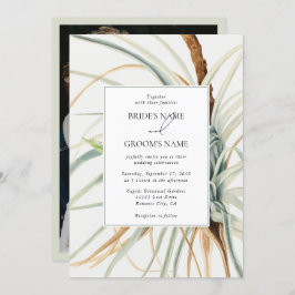 Wasserfarbenneutrales Boho Botanisches Foto Hochze Einladung