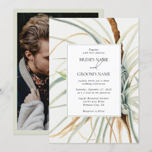 Wasserfarbenneutrales Boho Botanisches Foto Hochze Einladung