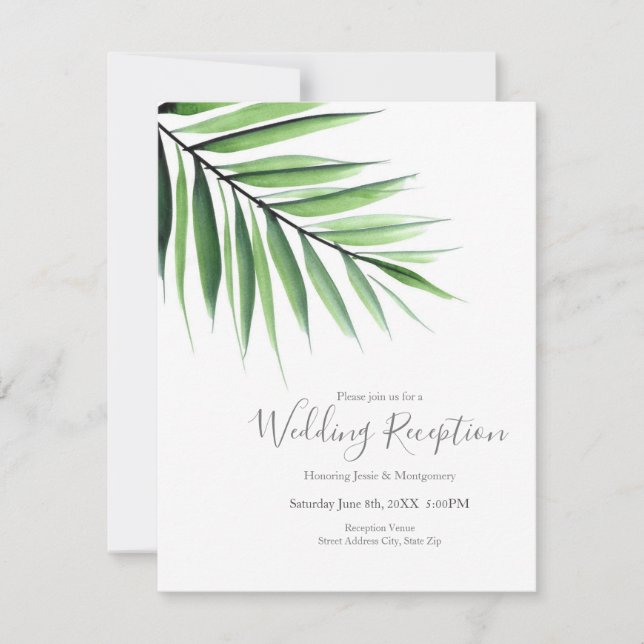 Wasserfarbenpalme Einladung (Vorderseite)