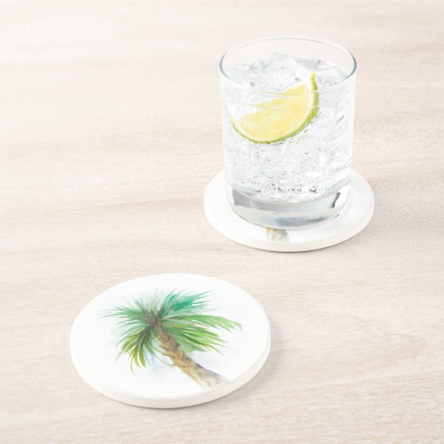 Wasserfarbenpalme Palmetto Tree Untersetzer (Seite)