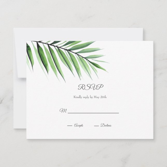 Wasserfarbenpalme RSVP Karte (Vorderseite)