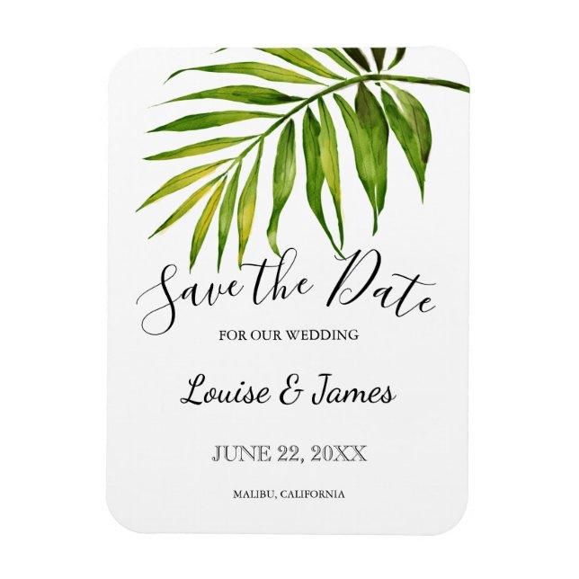 Wasserfarbenpalme Save the Date Hochzeit Magnet (Vertikal)