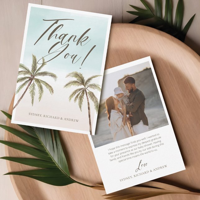 Wasserfarbenpalme Tree Baby Dusche Vielen Dank Dankeskarte (Von Creator hochgeladen)