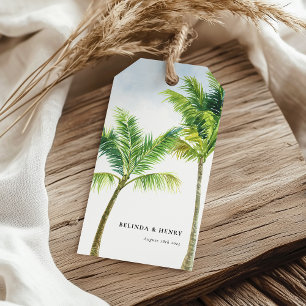Wasserfarbenpalme Tree Beach Hochzeit Geschenkanhänger