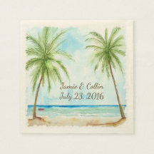 Wasserfarbenpalme Tree Custom Wedding Paper Napkin
